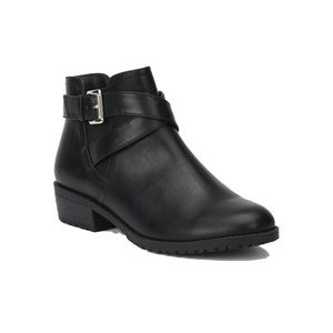 Time and True Women's Buckle Strap Ankle Booties | Black | 10